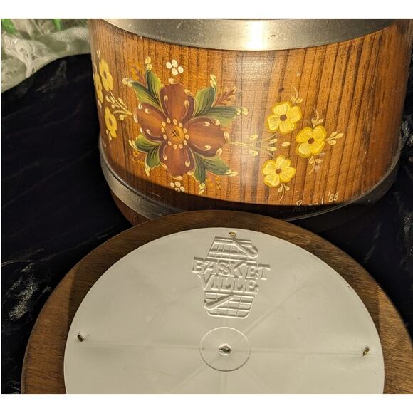 Norwegian Rosemaling Folk Art Tole Hand Painted Vintage Wood Ice Bucket Signed - Picture 8 of 10